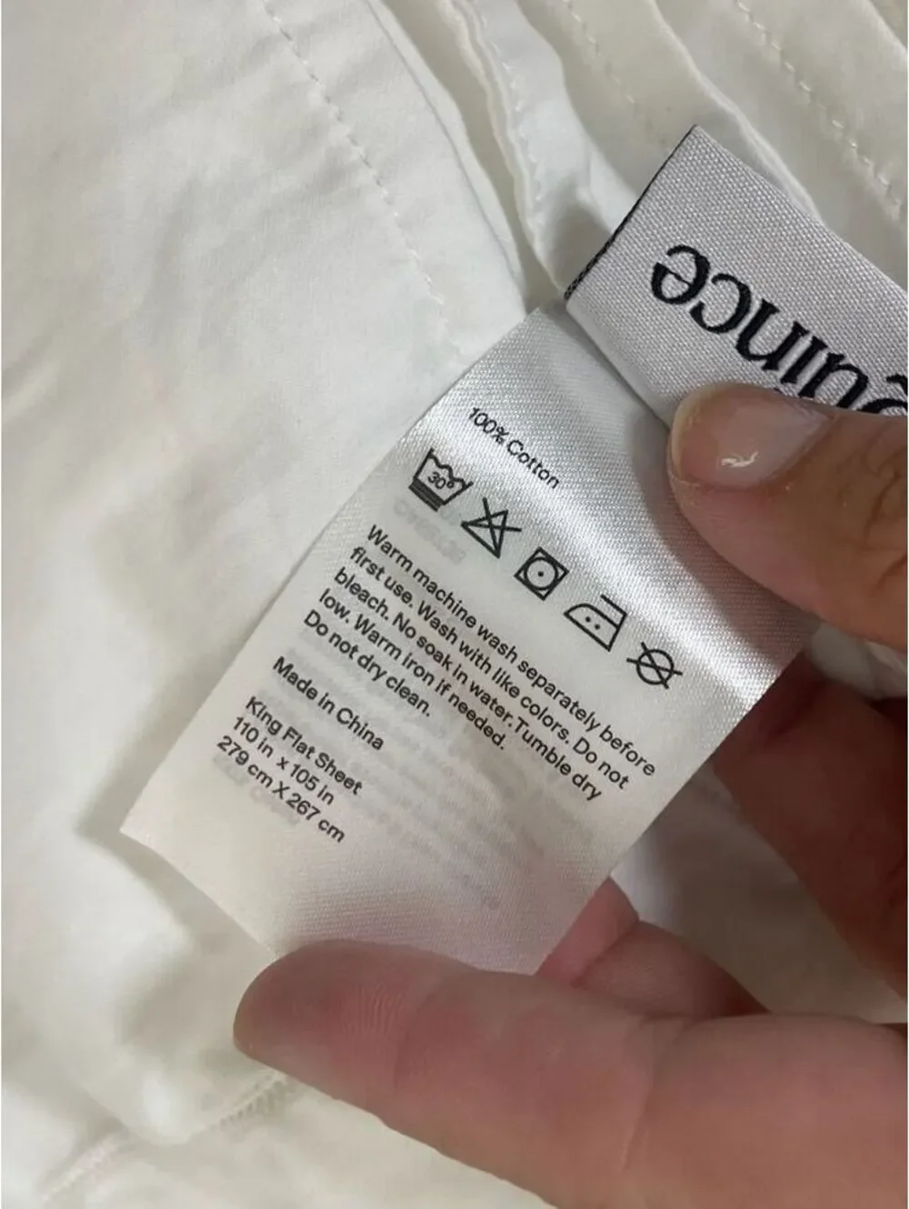 Quince White 100% Cotton King 3-Piece Bedding Set Flat Sheet & 2 Pillowcases